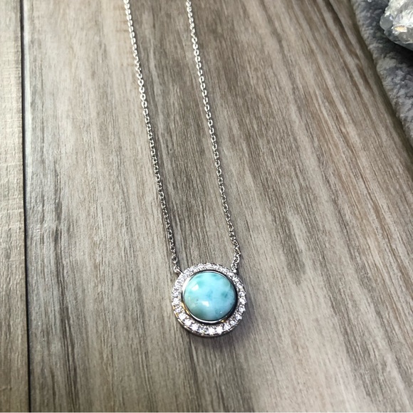 Larimar CZ Sterling Silver Necklace - Picture 2 of 9